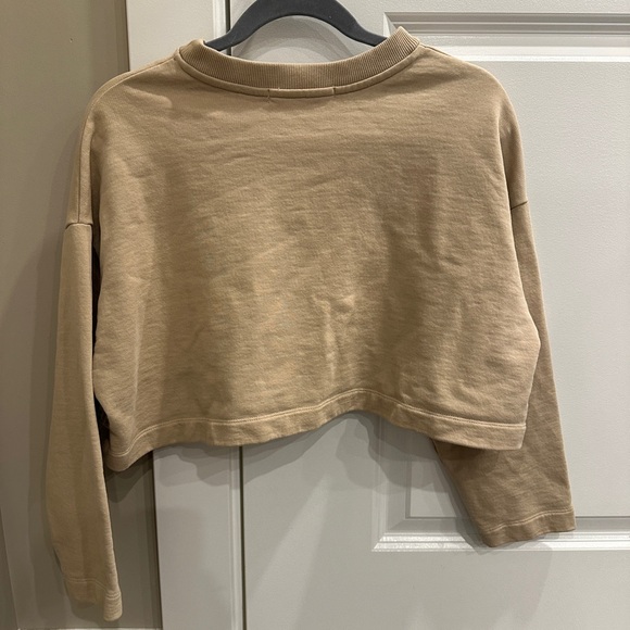 OAK + FORT Tan Boxy Crop Sweatshirt| size small - Picture 3 of 5